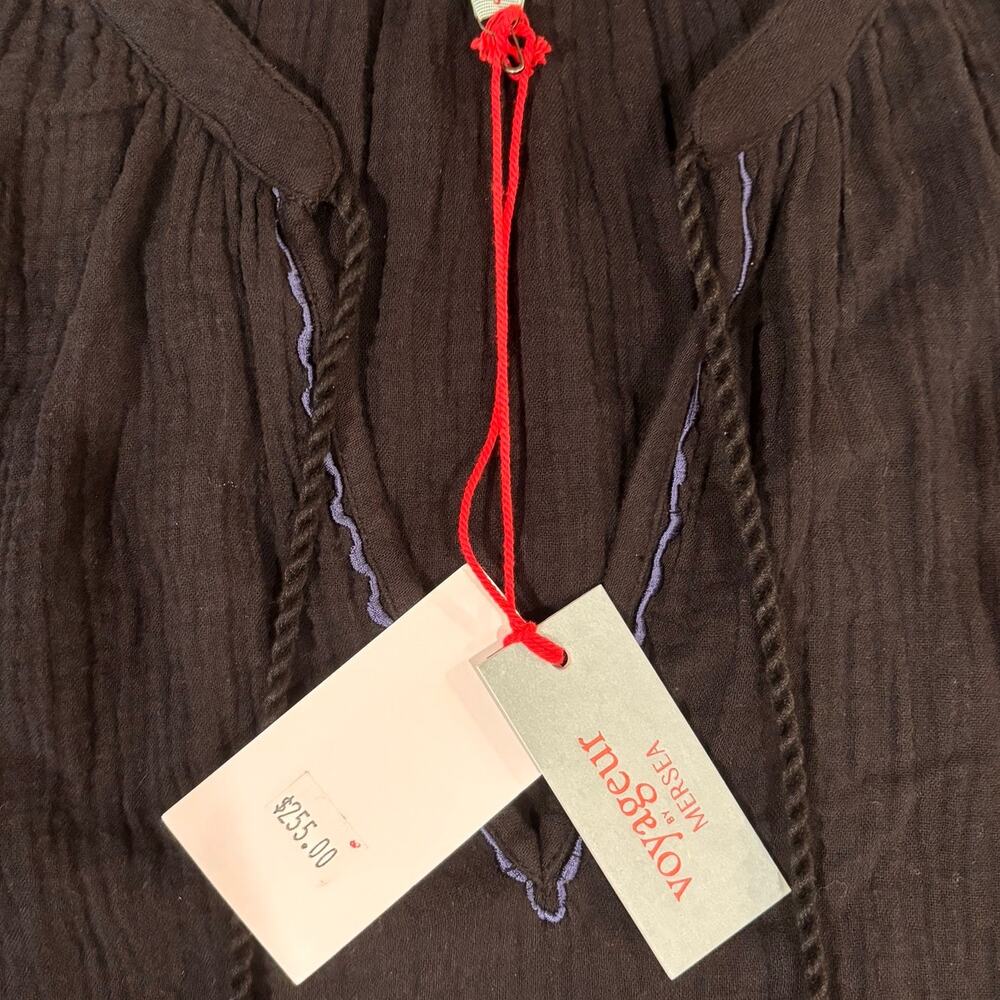 NWT Voyageur by MERSEA Palermo Embroidered Luxury Gauze Maxi Black Dress–Size S - Picture 6 of 9